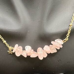 Elegant Rose Quartz Necklace With Gold Star